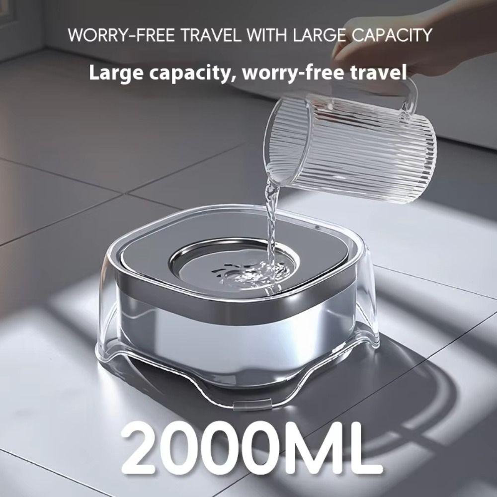 Large Capacity 2000ml Pet Floating Bowl Transparent Design Floating Filter Pet Water Feeder Anti-Spill Anti-Splash