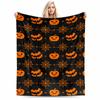Halloween Pumpkin & Bat Pattern Flannel Blanket for Bedroom, Living Room, Sofa, and Nap