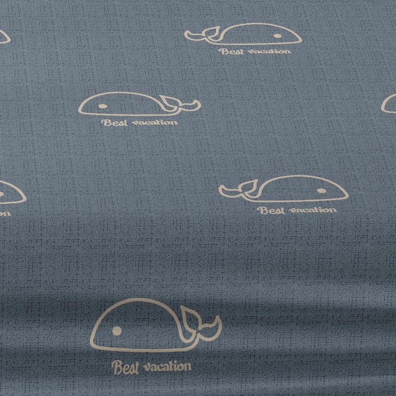 1 Simple Modern Animal Whales Printed Matte Fitted Sheet, Bedroom Printed Bed Cover, Bedding (Excluding Pillowcases)