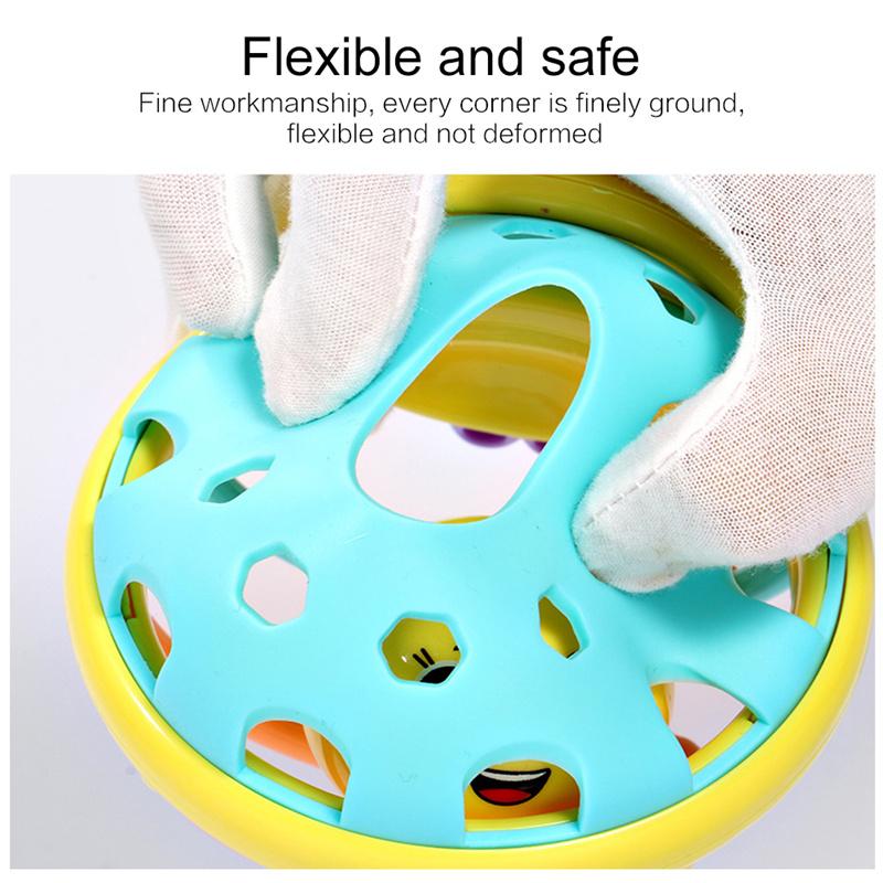 1 Pc Soft Rubber Cartoon Bee Hand Knocking Rattle Dumbbell Baby Early Educational Toys for Kids Preschool Tool Baby Rattle