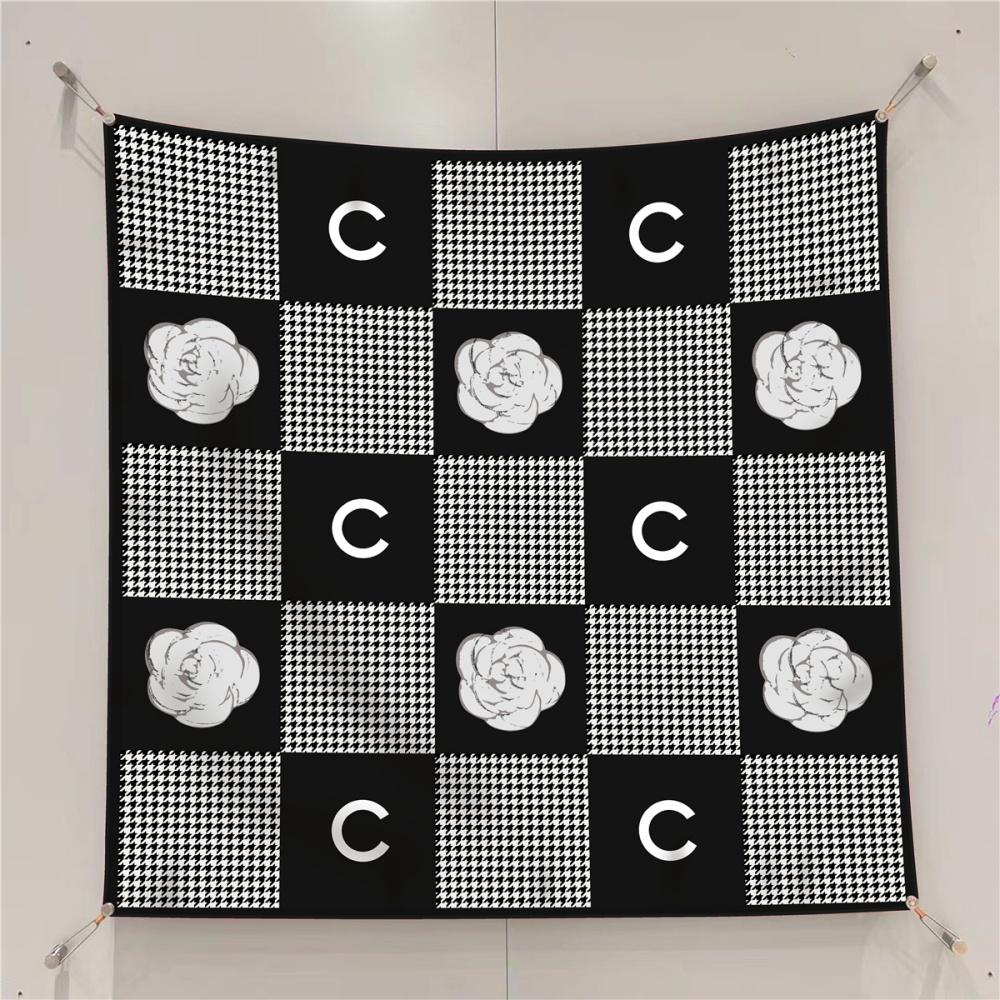 Silk Scarf Women Fashion Printed Square Scarves Head Echarpes Silk Foulards Femme Wraps Beach Shawls Bandana Lady Hijabs 90CM