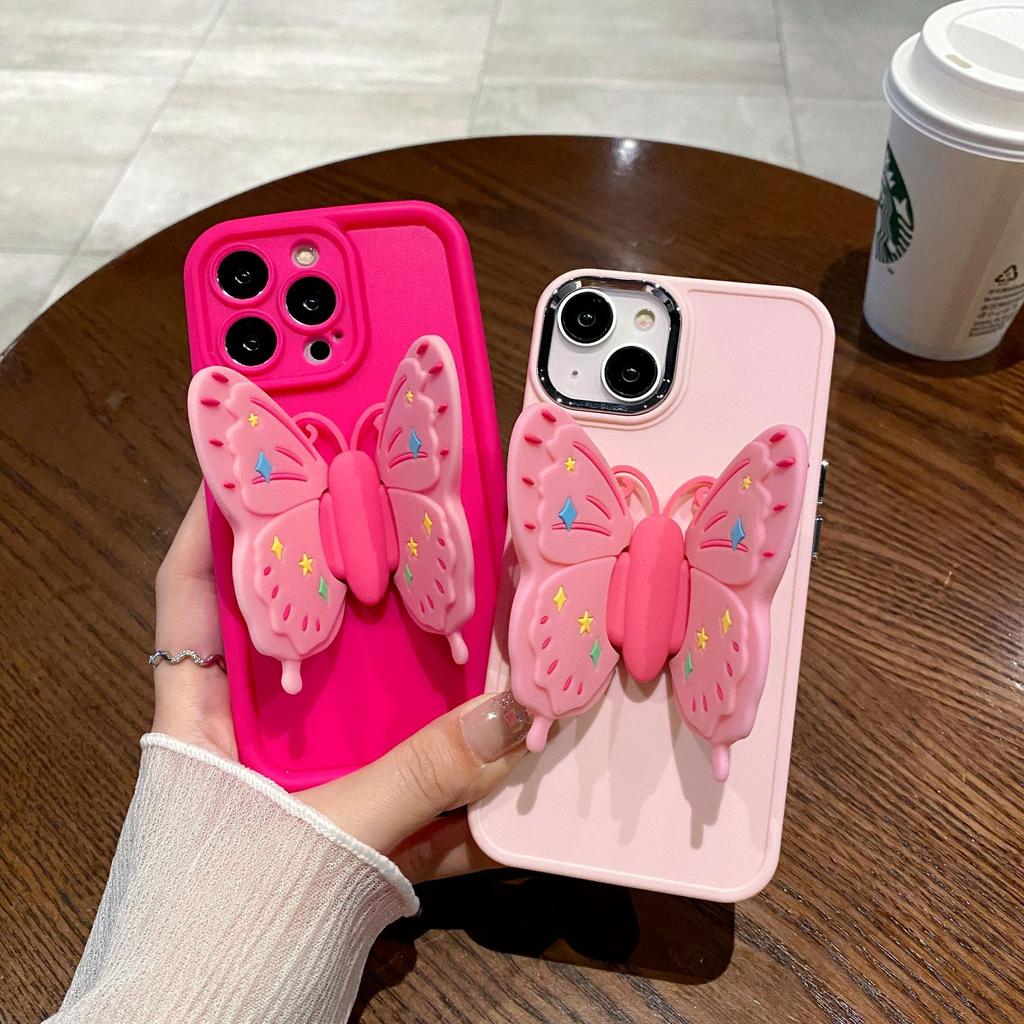 Sky Eye Photo Frame Applicable To Apple 16PRO Folding Butterfly Stand Mobile Case IPhone 11/12 Solid Color Protection Case