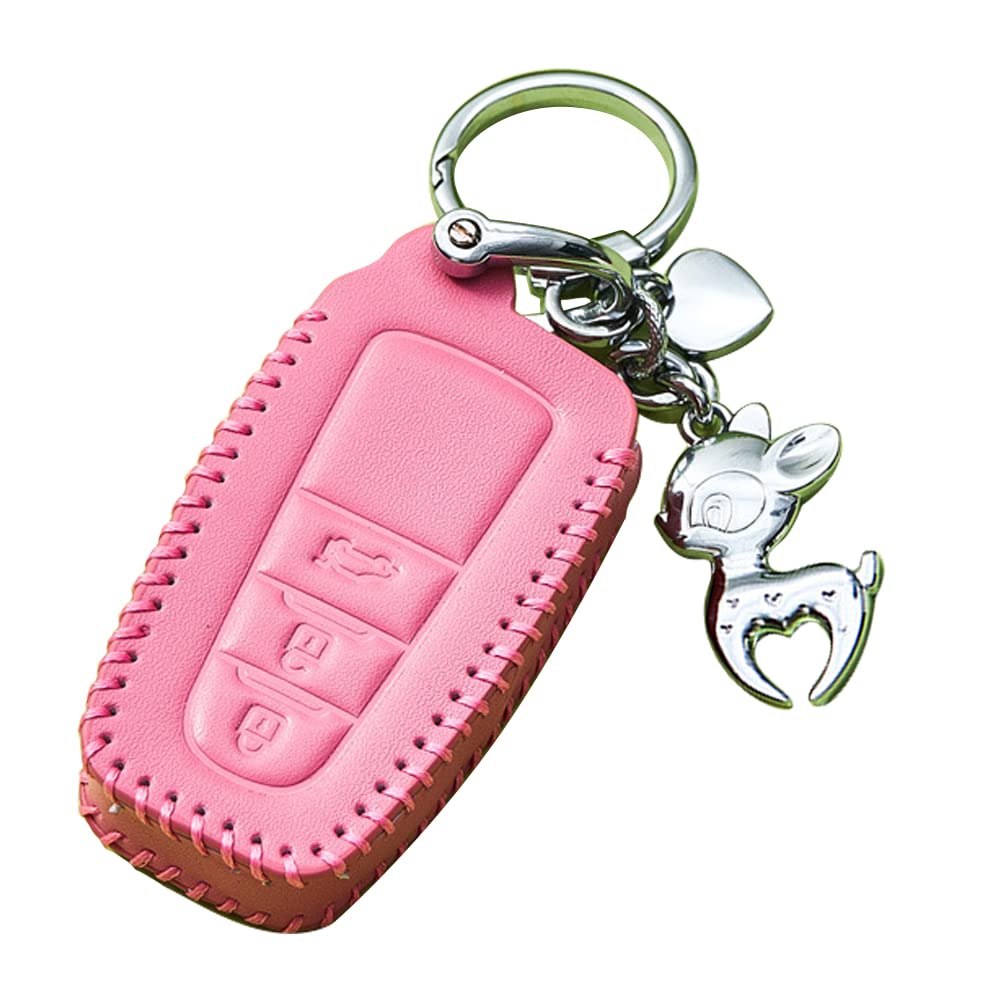 Genuine Leather Smart Key Case for Key Custom Design for Toyota Prius New RAV4 Camry Land and More Toyota, 3-Button Cover, C-HR, (50 Series), Corolla,