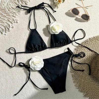 Bikini Sexy Fiore di Rosa Costumi da Bagno da Spiaggia Perizoma Bikini Costumi da Bagno Donna Nuoto Bagno Set Bikini Brasiliani