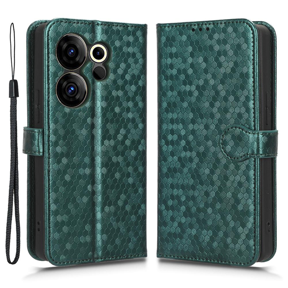 

For TECNO Camon 20 Premier 5G PU Leather Wallet Case Dot Imprinted Phone Cover with Stand Green