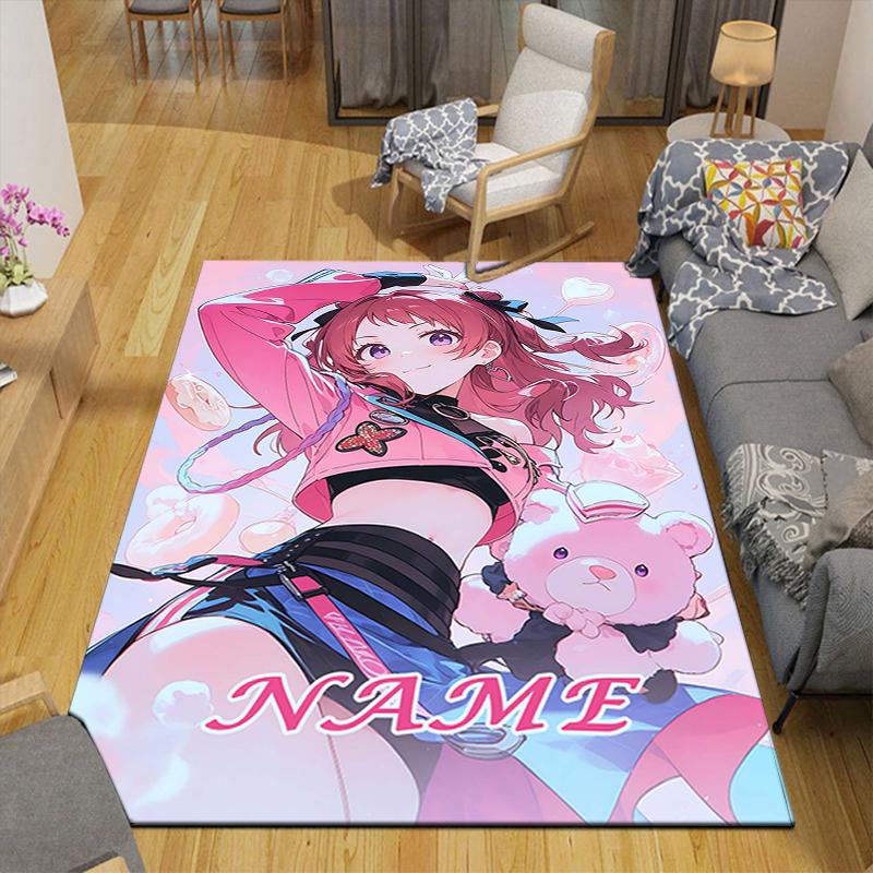 Custom 1Pc Pink Hair Cat Ears Rug Office Carpet Indoor Outdoor Entrance Doormat Nonslip Soft And Comfortable Living Room D2915255