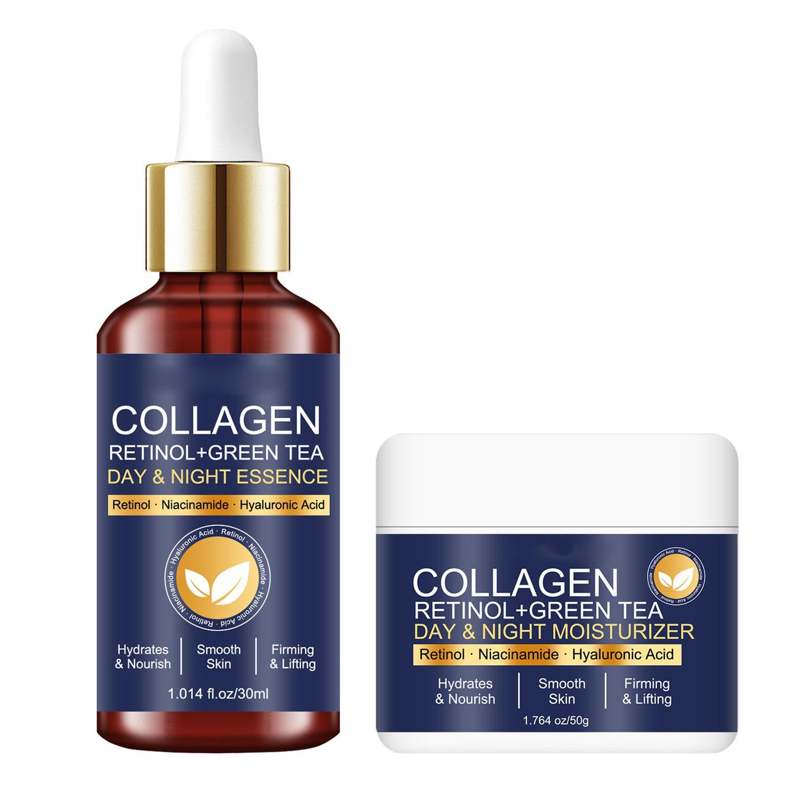 

Набор для ухода за лицом с коллагеном и ретинолом Сыворотка 30 мл + Увлажняющий крем 50 г Увлажнение, лифтинг, укрепление и разглаживание кожи One Size