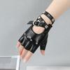 Anti-Slip Half Finger Gloves Cool Fingerless Mittens Unisex Rivets Belt Wrist Gloves  Hip-Hop
