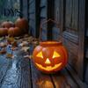 Durable Outdoor Festive Lighting Halloween Pumpkin Solar Lantern, Waterproof Hanging Light, Orange Compact Lights for Walkways Spooky Face Lantern