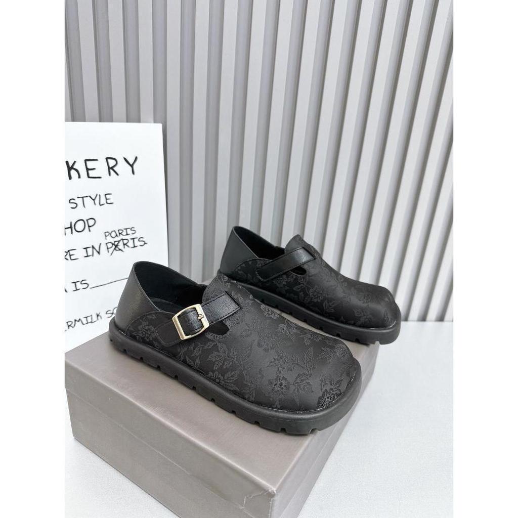 Ugly Cute Retro National Style Shoes Women's 2025 Spring New Soft-soled Single Shoes Lazy One Pedal Casual Versatile Boken Shoes