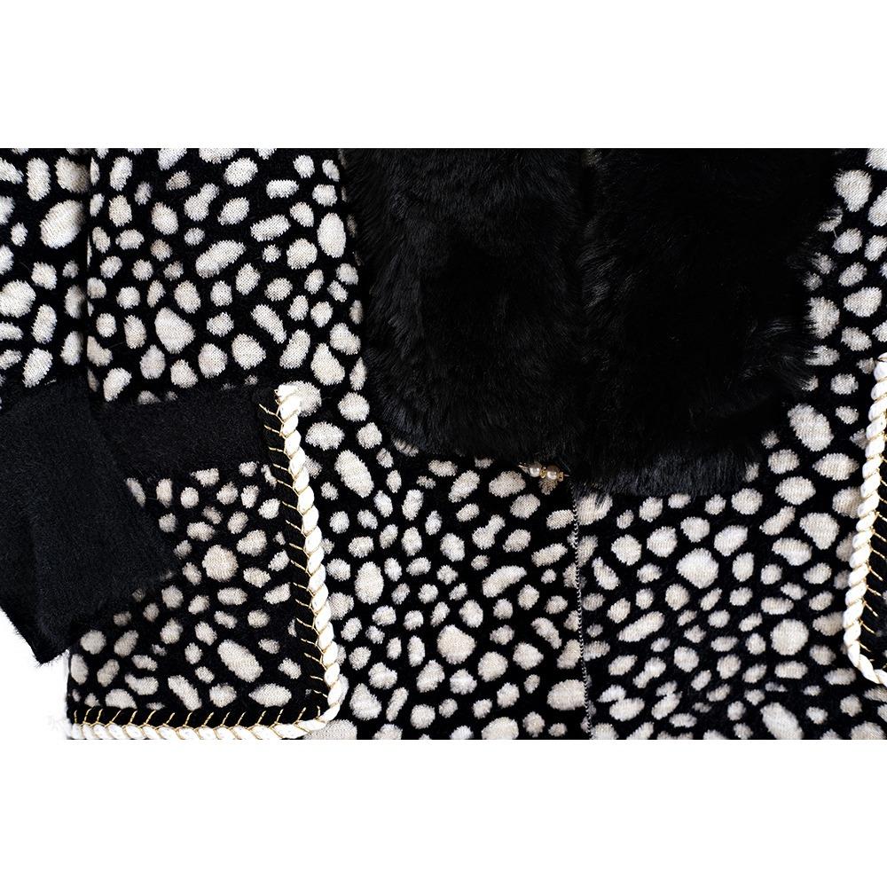 Autumn and Winter Imitation Mink Collar Pocket Sleeves Leopard Print Shawl Cape Fringed Scarf Jacket Women's Knitted Sweater