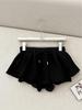 Gray High-Waist A-Line Fluffy Mini Skirt with Drawstring - Women's Spring/Summer Versatile Skirt Pants