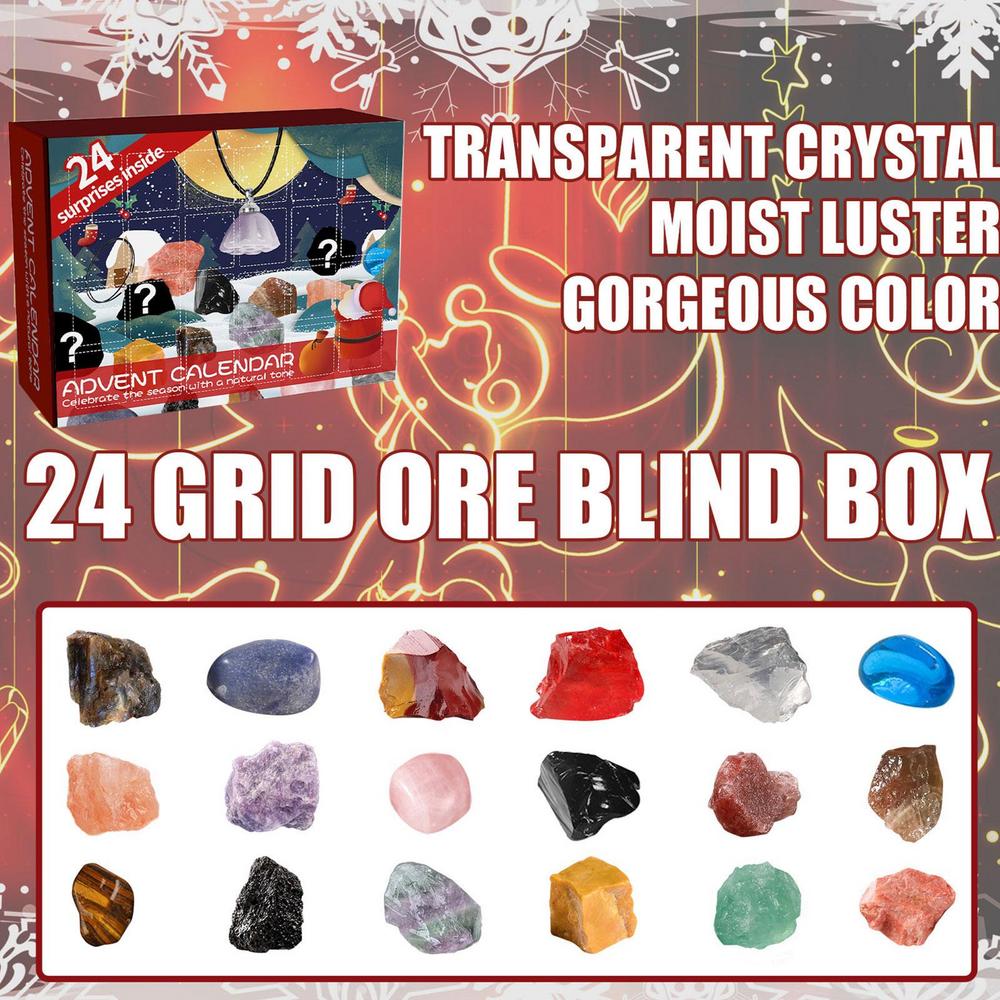 Christmas Ore Advent Calendar,New Year 24 Days Holiday Countdown Advent Calendars With Rocks Gems 24 Days Gemstone Ore