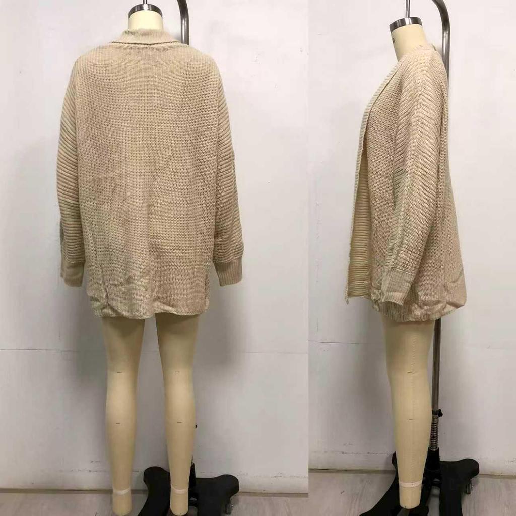 Women's Autumn/Winter Wool Sweater: Simple Fashion Loose Knit Cardigan Outerwear