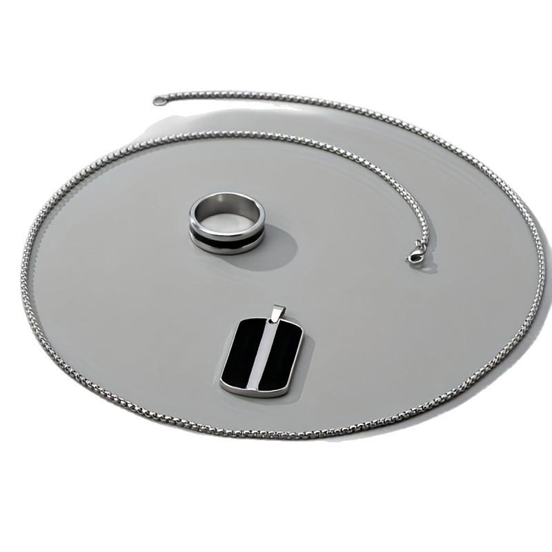 Star of Life Alloy Dog Tag Pendant Necklace - Unisex Military-Style Jewelry In Black