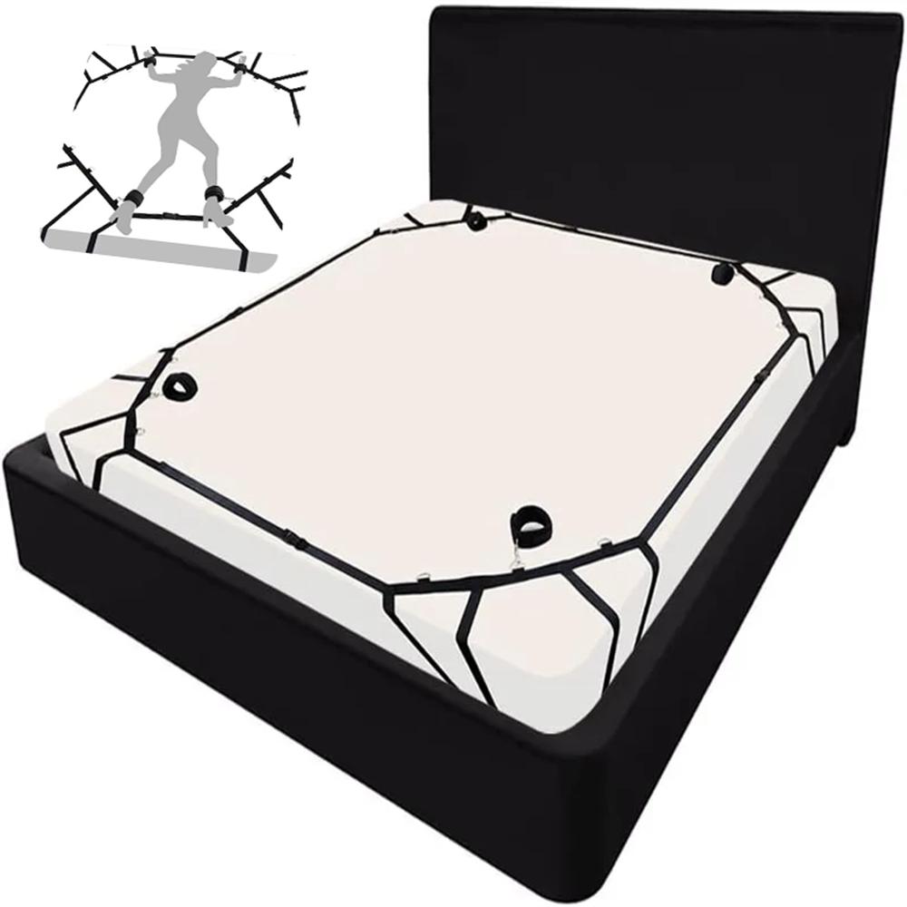 Restraint Bed Bondage Gear Female Handcuff Open Leg Cuff Strap System Eyeblinder Set Versatile Bedroom Games Set Toy Set