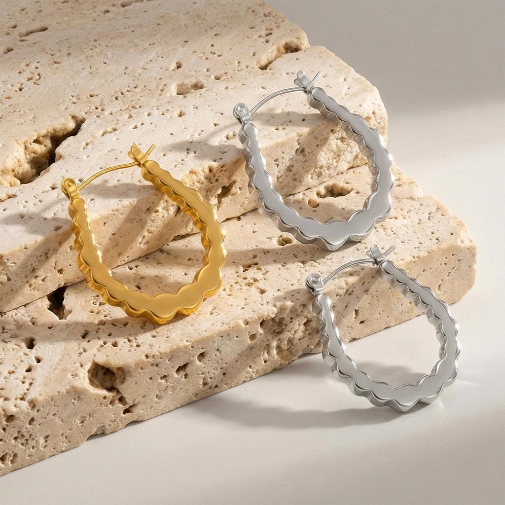 18k Gold-Plated Stainless Steel Geometric U-Shaped Earrings - Simple, Fashionable, Versatile 