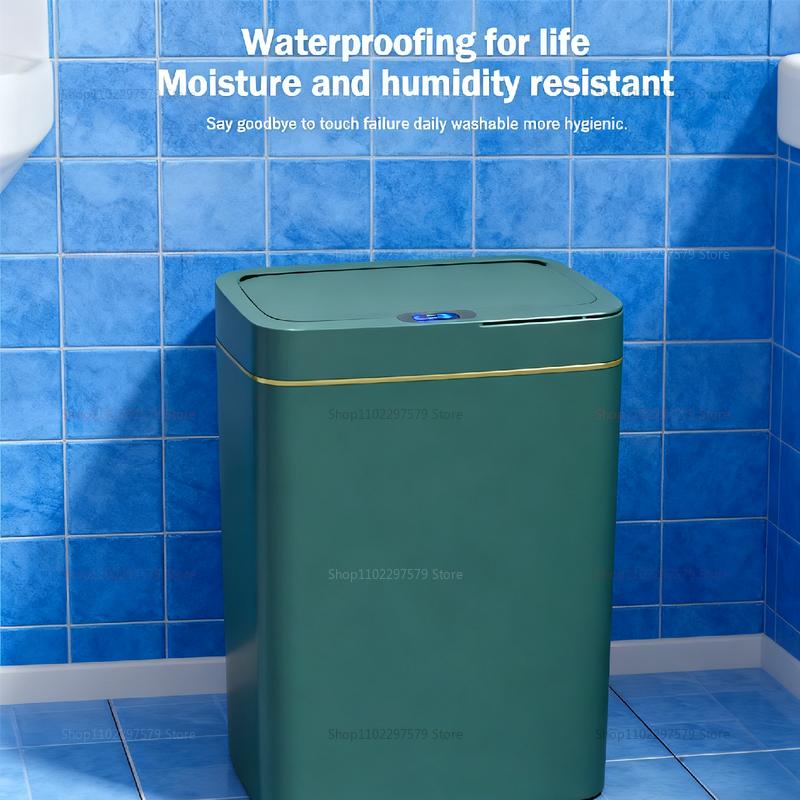 2025 Automatic Induction Trash Can Storage Basket for Household Bathroom Kitchen Living Room Smart Sensor Cover Paper Organizer