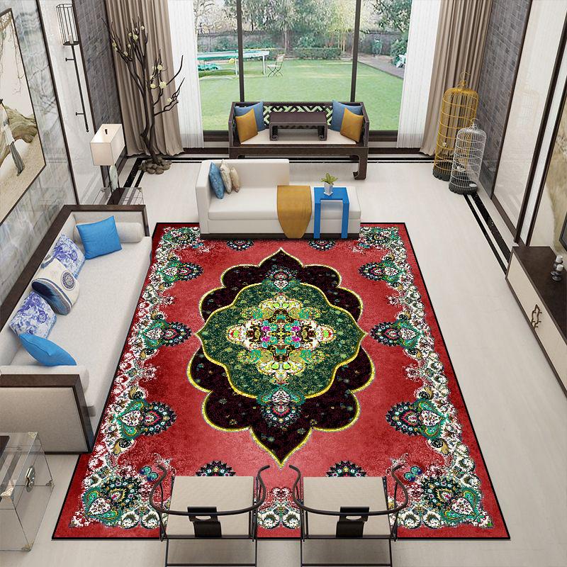 Gorgeous Persian Style Rugs for Living Room Home Decor Red Carpet Parlor Washable Big Size Floor Mat Antiskid Entrance Door Mat