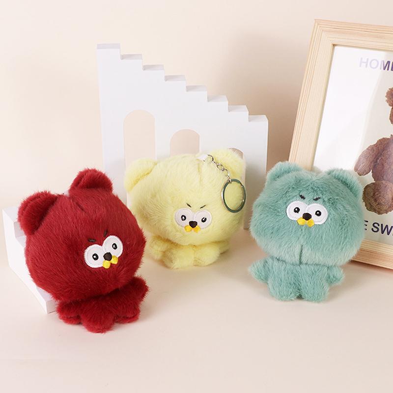 Cute Cartoon Plush Big Head Bear Doll Toy Keychain Pendant Schoolbag Hangings Decoration Gifts