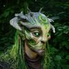 Halloween Forest Spirit Elf Masque LED Horror Headdress Realistic Green Elf Old Man Headgear Cosplay Costumes for Party