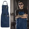 With Pockets Salon Working Clothes Waterproof Barber Cloth Wrap Denim Apron Uniform Kitchen