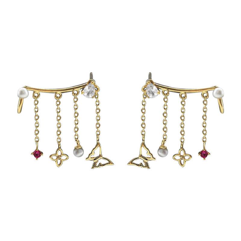 

Уникальные персонализированные бабочки с кисточками из четырехлистного клевера, модные серьги-подвески для ушей, серьги для женщин, серьги нового стиля