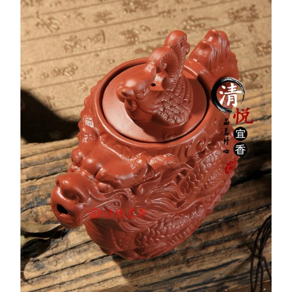 Authentic Yixing Teapot Dragon and Phoenix Tea Pot Big Capacity Purple Clay Tea Set Kettle Kung Fu Teapot