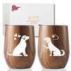 Two 350ml Vacuum Insulated Dog Mugs with Perfect for Dog or Perfect for or Any Features a Wood Grain Finish and Keeps Drinks Hot or Lids, Lovers,
