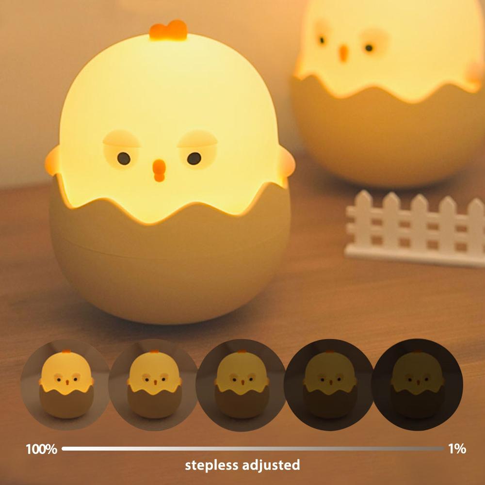 Cute Eggshell Chicken Night Lamp USB Rechargeable Silicone Lamp Tap Light Fun and Practical Desk Lamp as a Gift Is a Good Choice