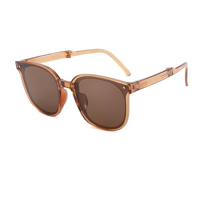 New Large Frame Second Generation Folding Sunglasses With High Quality, Portable, Unisex Trendy Sunglasses коричневый