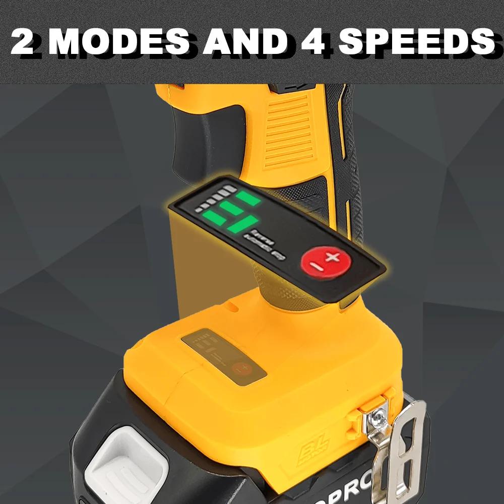 PATUOPRO 4-Speed Brushless lmpact Screwdriver 250N.m Cordless Drill Driver 2-Mode Power Tools For Makita 18V Battery(No Battery)