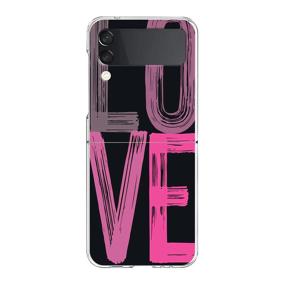 Colorful Love Heart Phone Case For Samsung Galaxy Z Flip 3 4 5 Hard Folding Clear PC Bumper For Samsung Z Flip 6 Back Cover