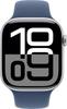 Apple Watch Series 10 4G 46mm Aluminium Silber Sportarmband Denim M/L