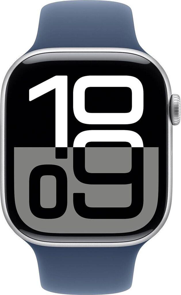 Apple Watch Series 10 4G 46mm Aluminium Silber Sportarmband Denim M/L