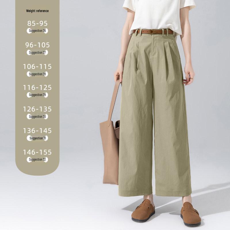 Auroral Style Khaki Green Ultra Anti-Wrinkle Women's Wide-Leg Pants - Soft, Comfortable, and Stylish for 2026 Spring/Summer.