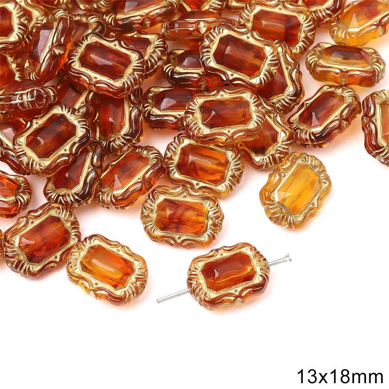 Vintage Amber Gold-Painted Oval Acrylic Beads for DIY Jewelry Making