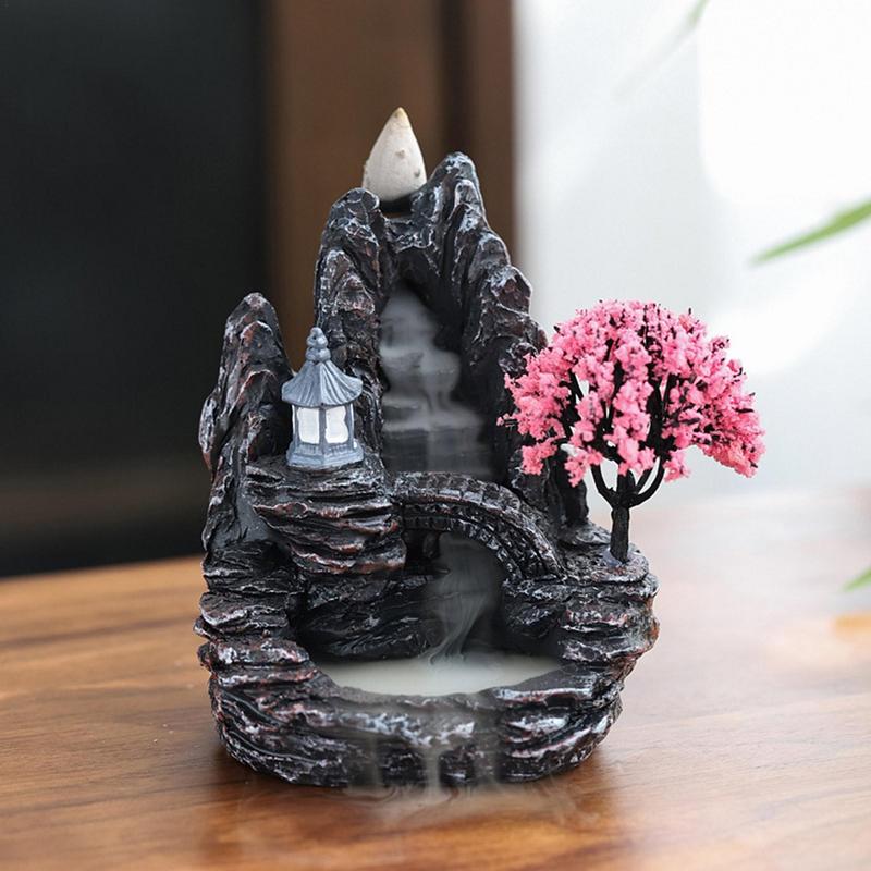 Backflow Incense Burner Resin Incense Waterfall Burner Indoor Smoke Incense Holder Cones Aromatherapy For Bedroom Home Decor