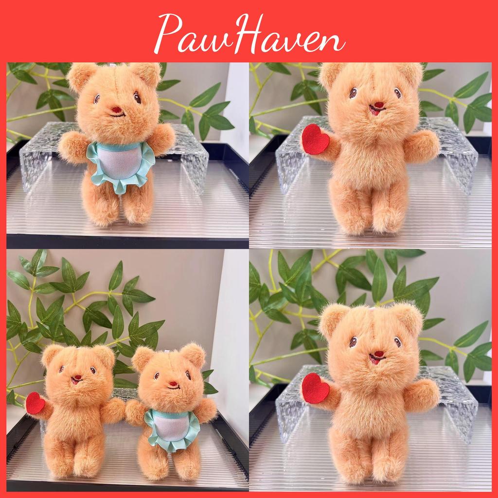Lovely Yellow Bear Plush Toy Keychain Adorable Cartoon Stuffed Animal For Bags