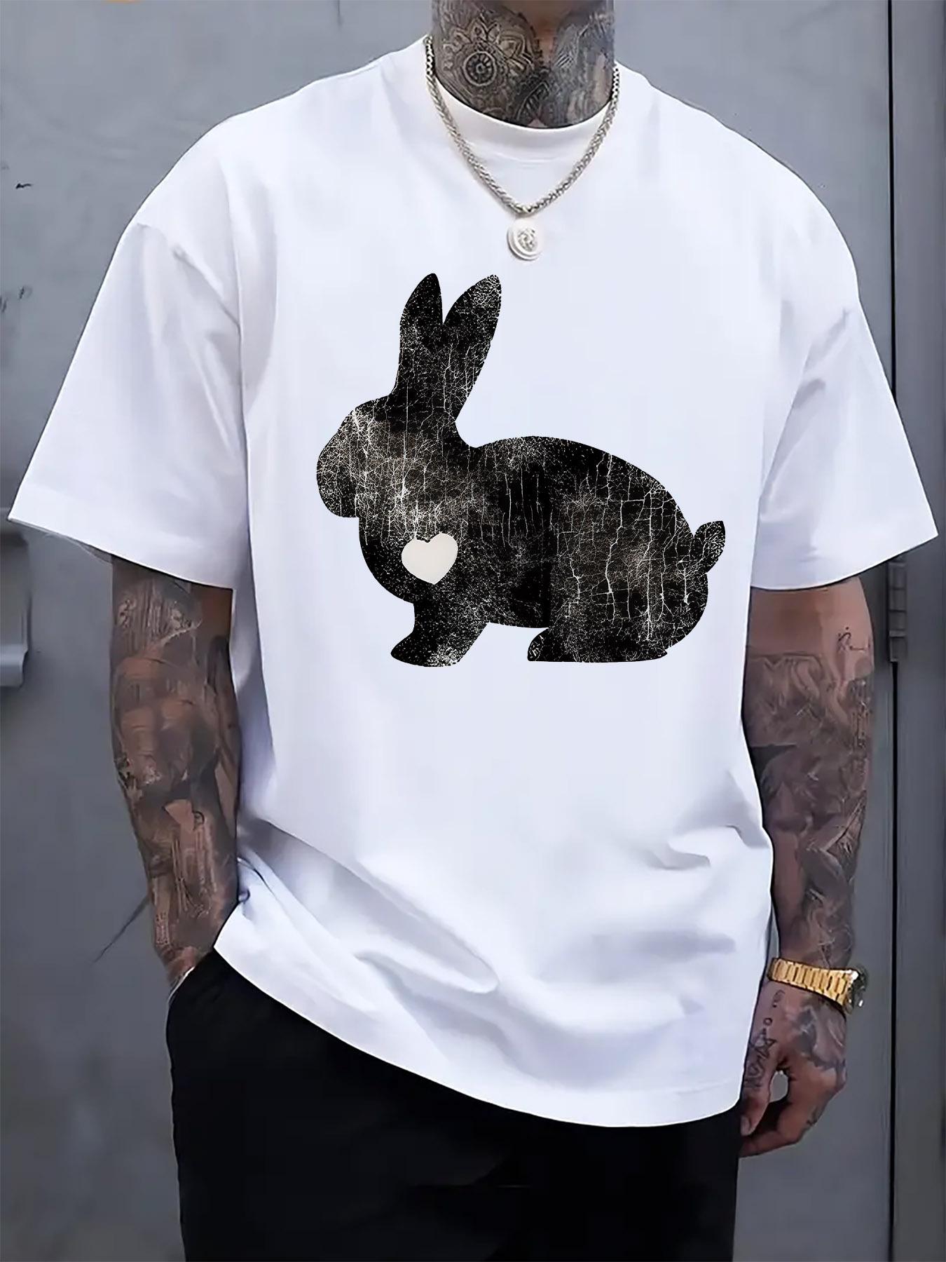 Round Neck Short Sleeve Tshirt with a Silhouette Print of... L