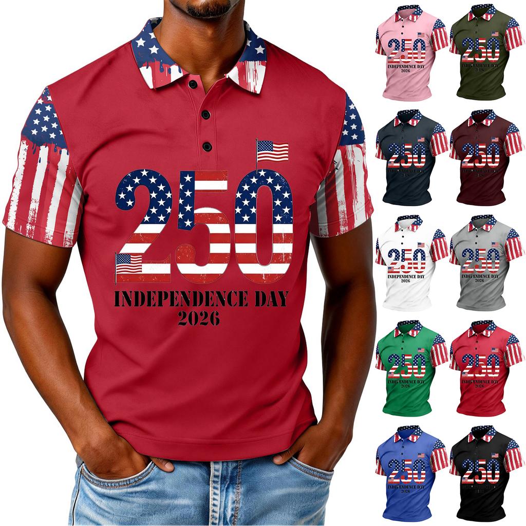 Men's Loose And Casual Flag Letter Print T-shirt Short-sleeved Top