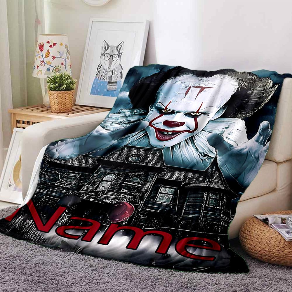 Customiz Name Personality Pennywise the Dancing Clown Blanket Soft &Warm Sofa Office Bed Travel Lunch Break Blanket, Gift Suitable All Seasons