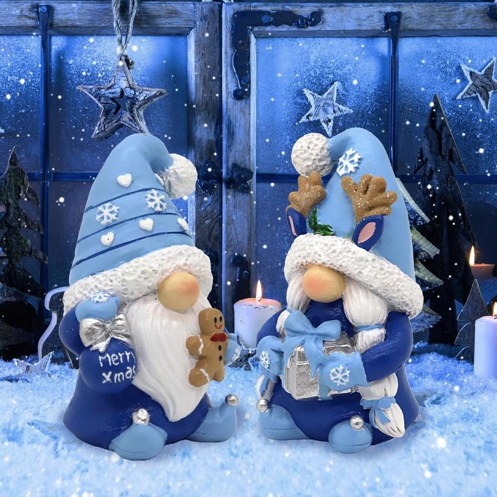 Christmas Couples Gnome Resin Figurine Set Home Decor Gift For Holiday Celebrations