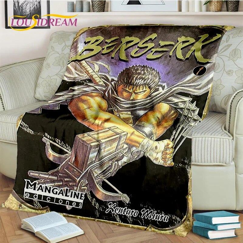 3D Anime Calssic Berserk Cartoon HD Blanket,Soft Throw Blanket for Home Bedroom Bed Sofa Picnic Travel Office Cover Blanket Kids