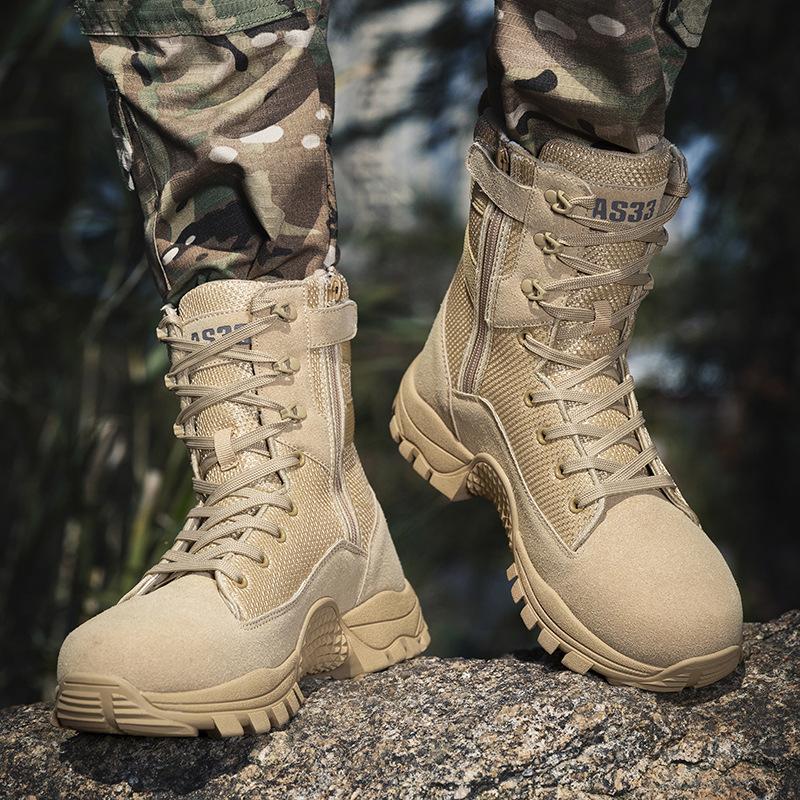 New Military Boots High-top Large-size Breathable and Wear-resistant Outdoor Camping Camping Hiking Tactical Boots Hiking Shoes