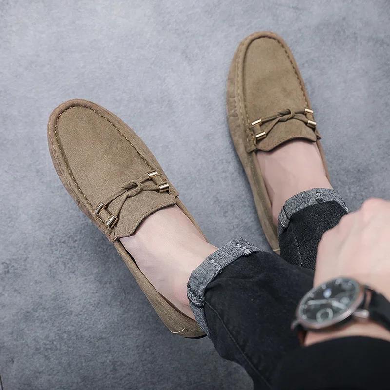 2024 Shoes for Man Beanie Men's Casual Shoes Basic Loafers Flats Male Soft Bottom Slip On Metal Decoration Flat Heel Men's Shoes