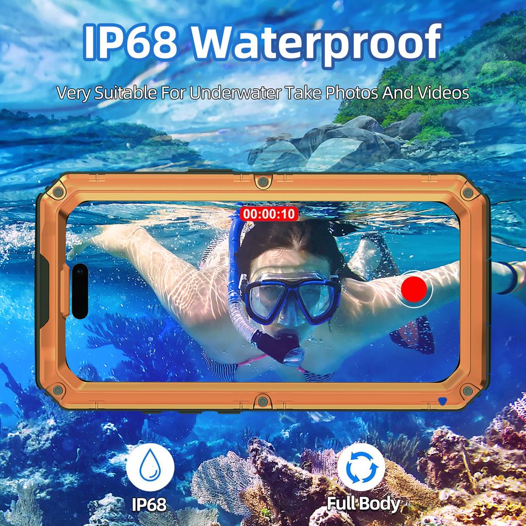 Shockprood IP68 Waterproof Heavy Duty Case For iPhone Air 17 16e 16 15 14 Plus 13 12 11 Pro Max XS XR 8 7 Aluminum Metal Cover