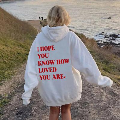 I Hope You Know How Omen Sweatshirt Plus Velvet Letters Solid Color Printed Hoodie Drawstring Hoodie European And American