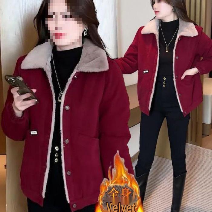 Petite Women's Fleece-Lined Jacket, 2024 Winter Fashion, Loose Fit, Versatile, Thick Cotton-Padded Outerwear