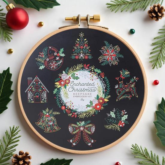 Kerst Herinnering Borduurpakket Kerst Handwerk DIY Set Complete Knutselset met Garen Instructies Handgemaakt Vakantiecadeau voor Familie Vrienden